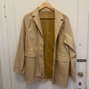 Oversized Tan Faux Leather Blazer